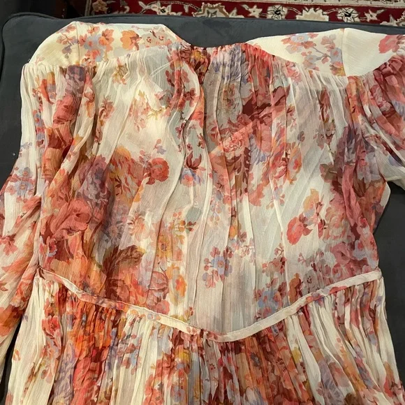 Zimmermann Devi Gathered Yoke Long Sleeve Chiffon Dress NWTsizeAU 2 ( US 8 )
